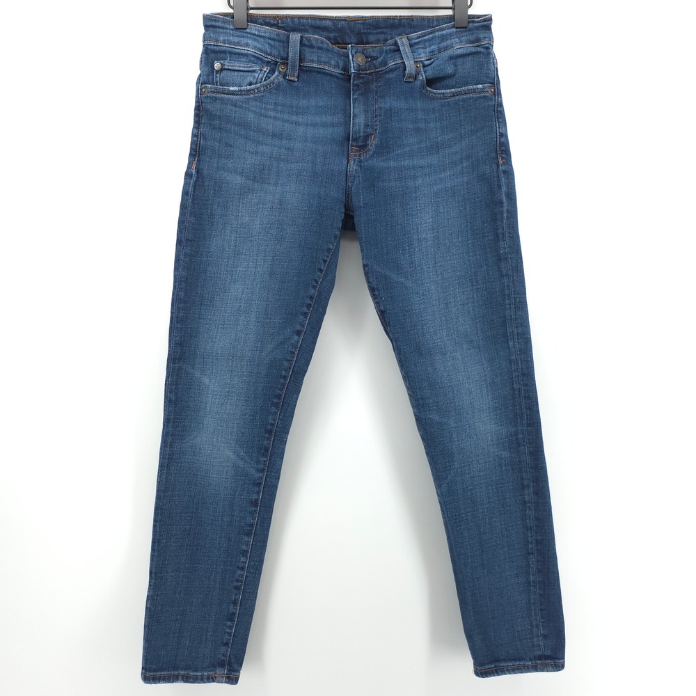 Denim & Supply Ralph Lauren Crop Skinny Womens Jeans 29 Blue Distressed Patch